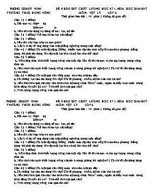 Đề thi khảo sát chất lượng học kì I môn Vật lí Lớp 6 - Năm học 2016-2017 - Trường THCS Hưng Dũng (Có đáp án)